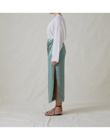 The Satin Draped Skirt | Seaglass