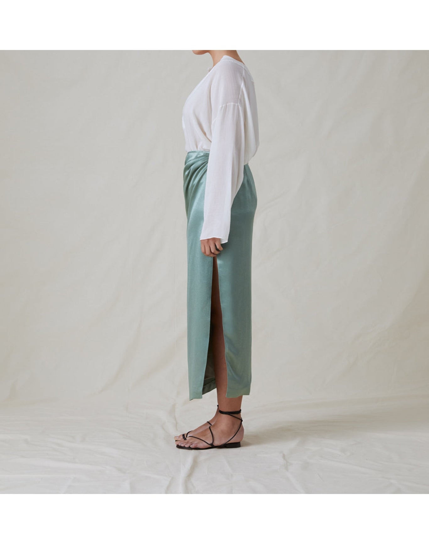 The Satin Draped Skirt | Seaglass