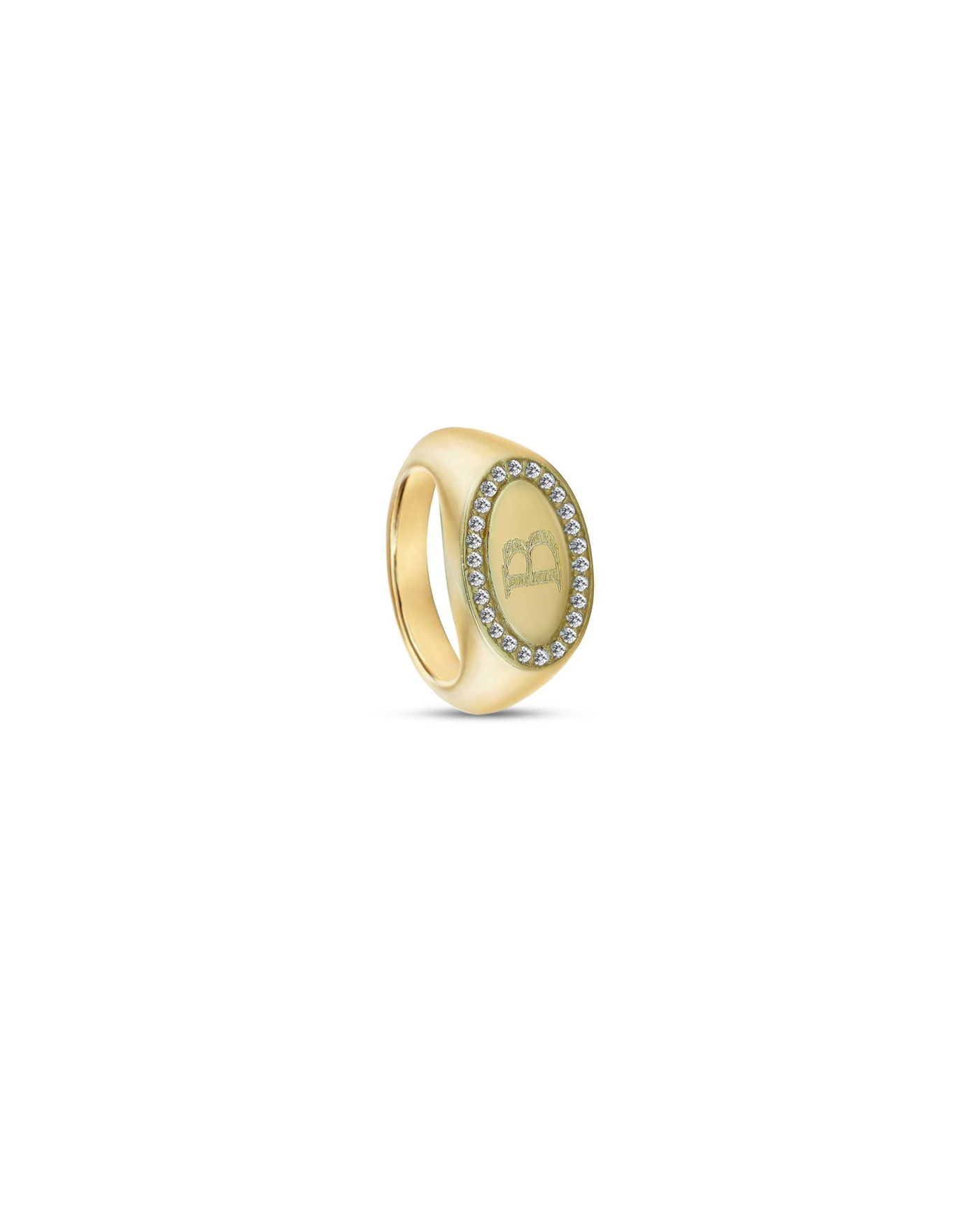 Size 5 - 8 | The Side Oval Signet Ring | Gold Plated Sterling Silver