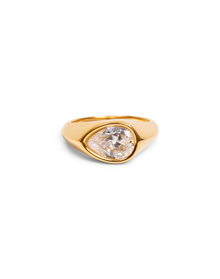 The Sideways Pear Shaped Ring | Gold Plated Brass
