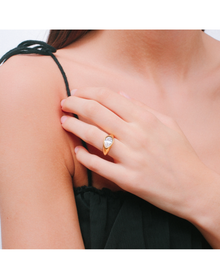 The Sideways Pear Shaped Ring | Gold Plated Brass