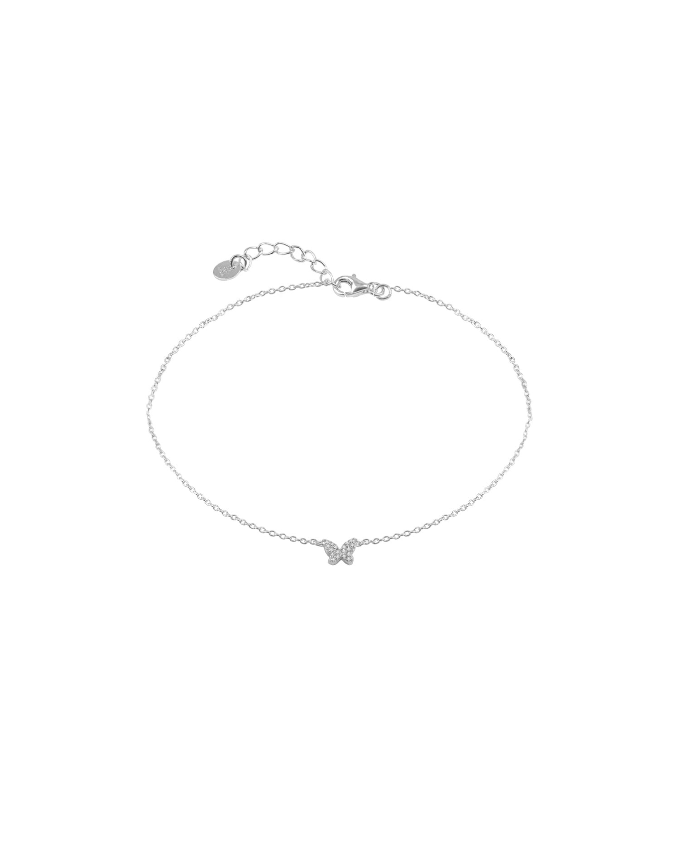The Single Butterfly Pave' Anklet | Gold Vermeil and Sterling Silver
