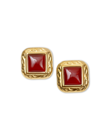 The Square Red Heirloom Earrings | Gold Vermeil