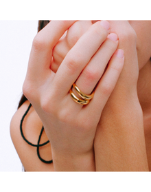 The Stacked Curved Band | Gold Plated Brass