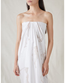 The Strapless Dress With Painted Figures | Cream/Sepia