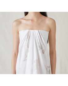 The Strapless Dress With Painted Figures | Cream/Sepia