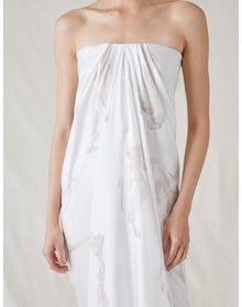 The Strapless Dress With Painted Figures | Cream/Sepia