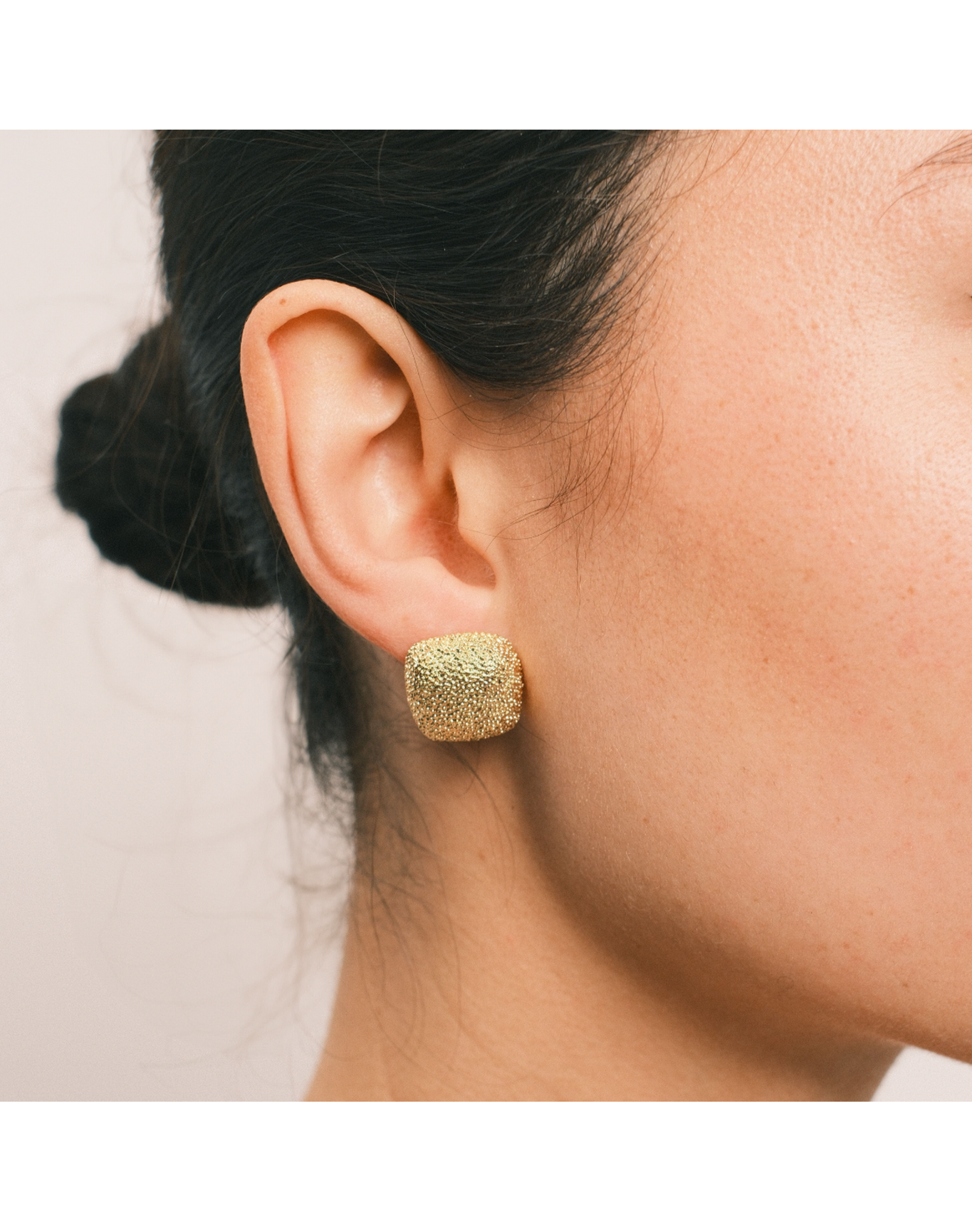 The Textured Square Heirloom Earring Studs | Gold Vermeil