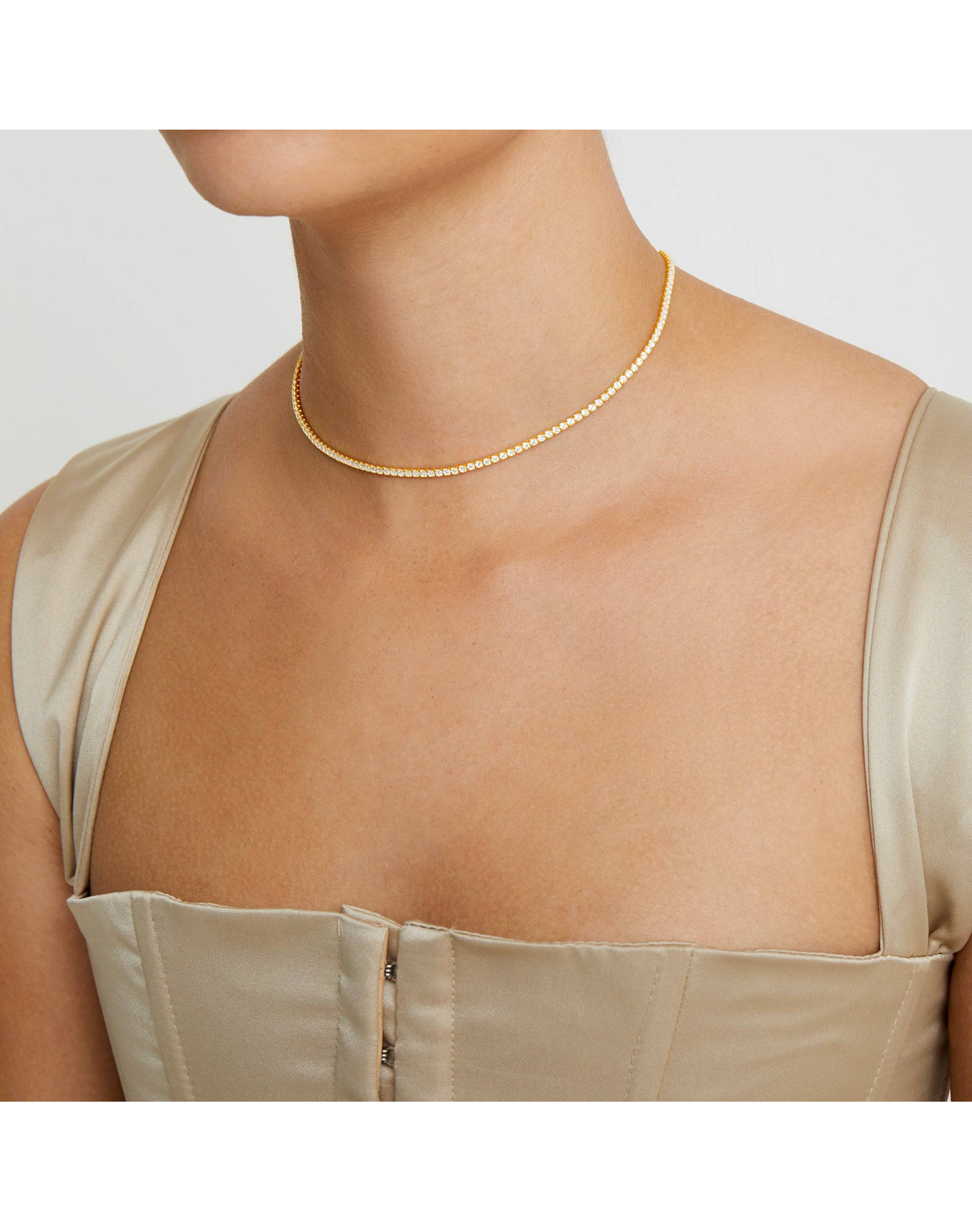 The Thin Tennis Choker | Gold Vermeil and Sterling Silver