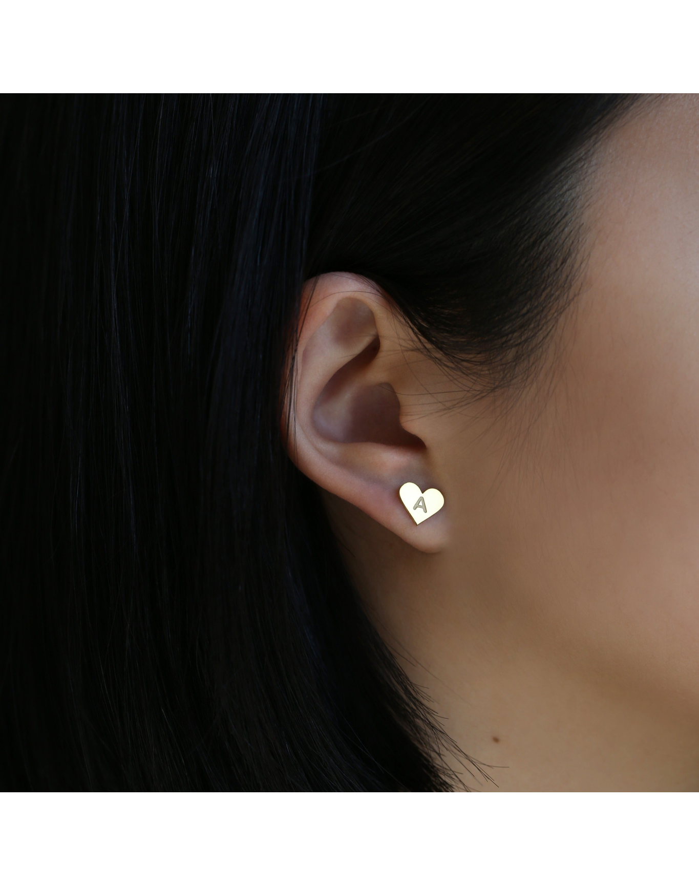 The Tiny Block Heart Initial Studs | Gold Vermeil and Sterling Silver