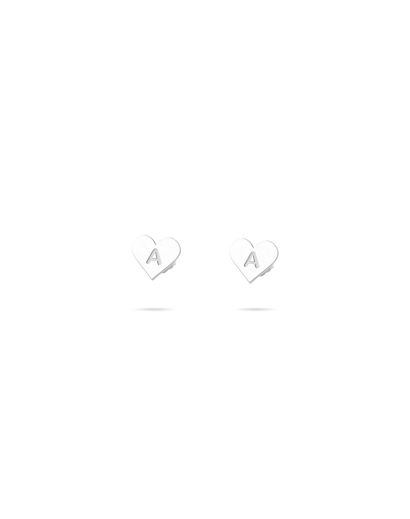 The Tiny Block Heart Initial Studs | Gold Vermeil and Sterling Silver