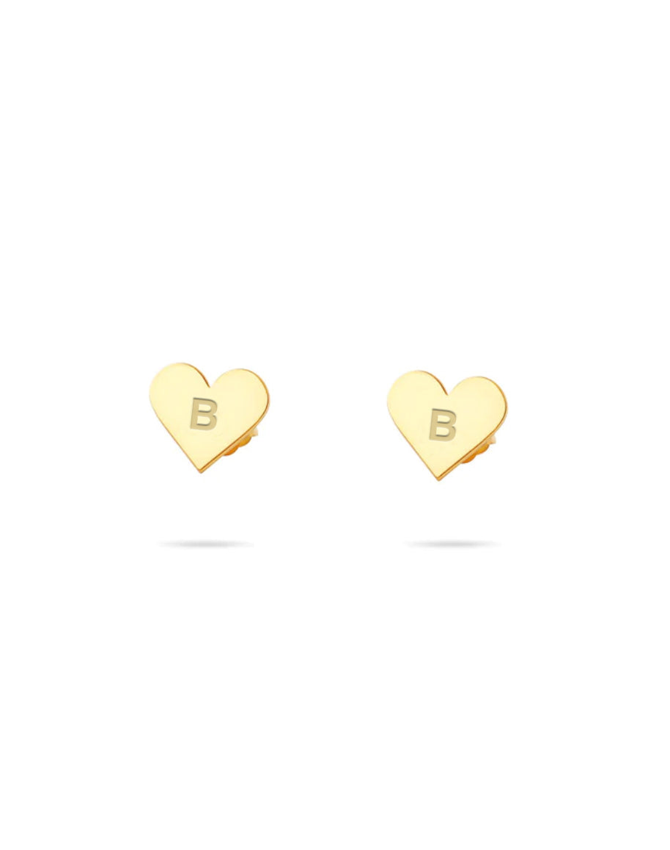 The Tiny Block Heart Initial Studs | Gold Vermeil and Sterling Silver