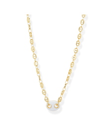 The White Enamel Mariner Chain Necklace in Gold Brass | Gold Plated Brass