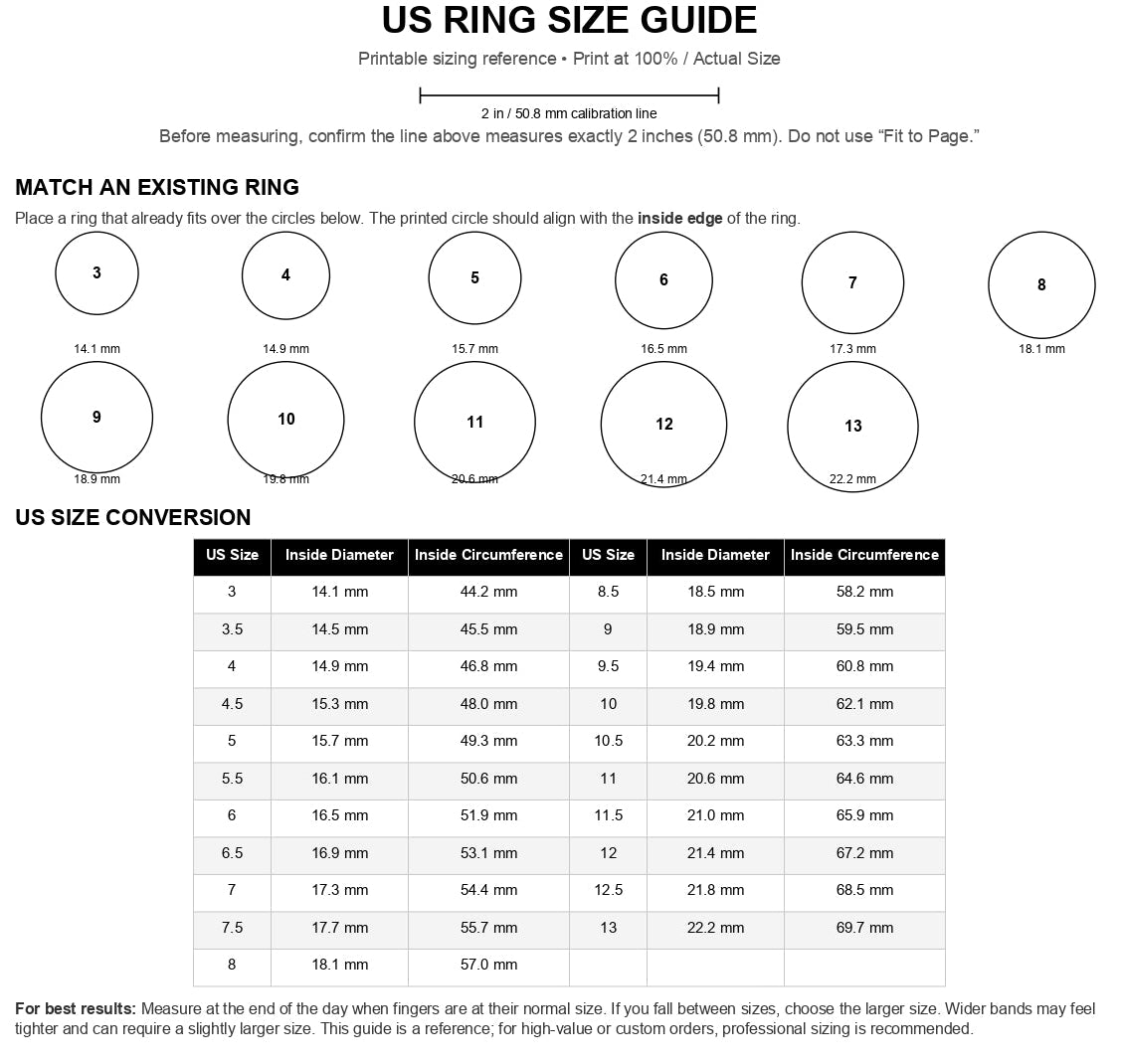 Product size guide