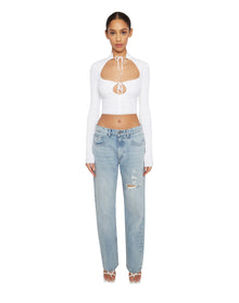 Thermal Knit Tie Top | White