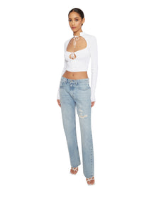 Thermal Knit Tie Top | White