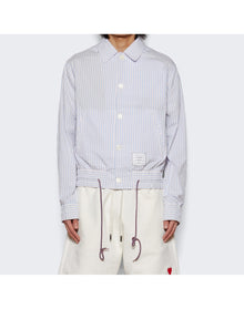 Thom Browne | Men | Seersucker Swim Tech Blouson Jacket | Light Blue