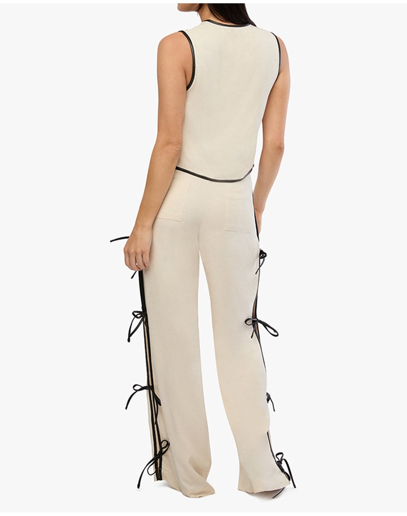 Tie Slit Pant | Ivory x Black
