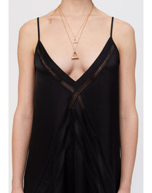 Tobago | Satin Lace Trim Mini Dress | Black