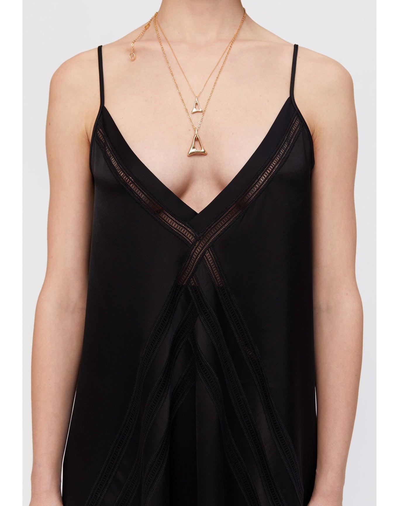 Tobago | Satin Lace Trim Mini Dress | Black