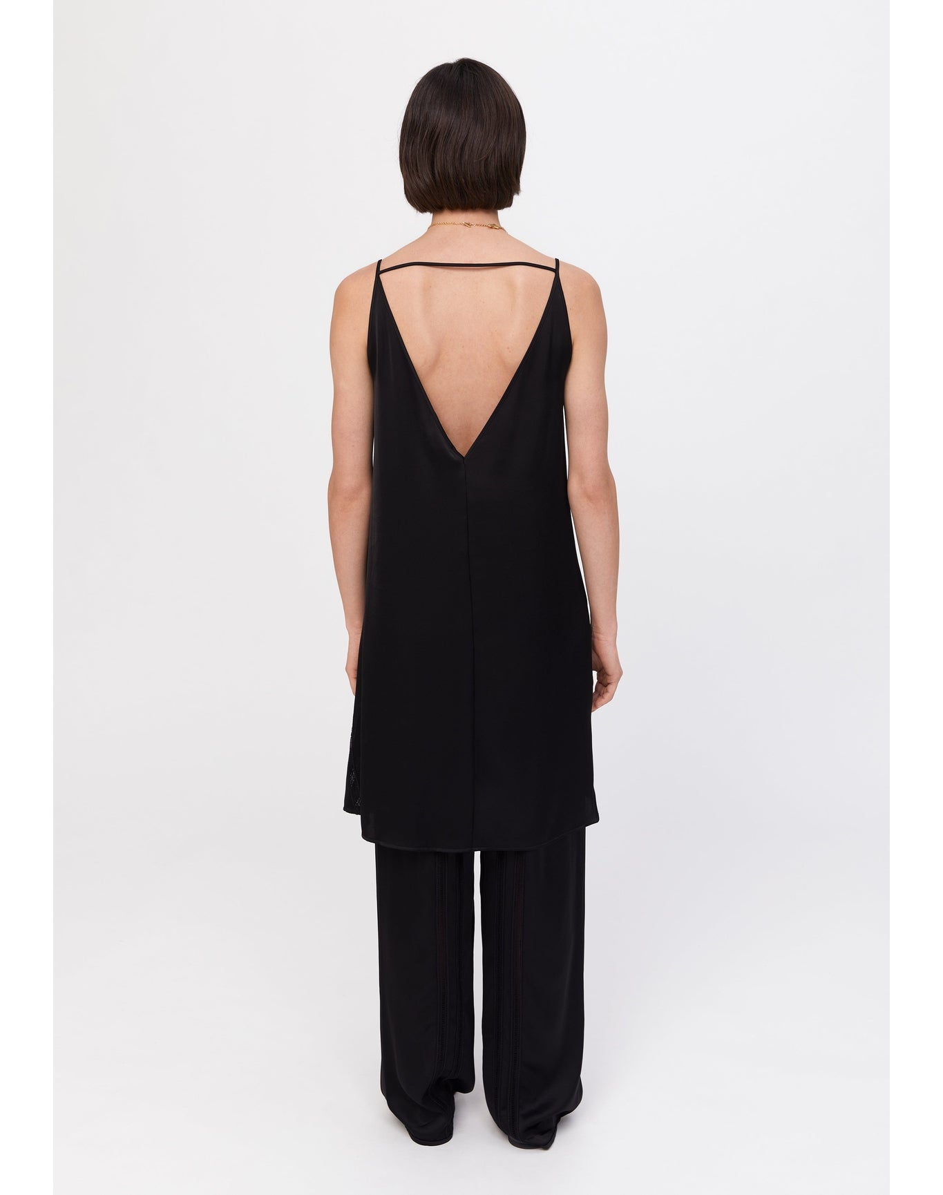 Tobago | Satin Lace Trim Mini Dress | Black