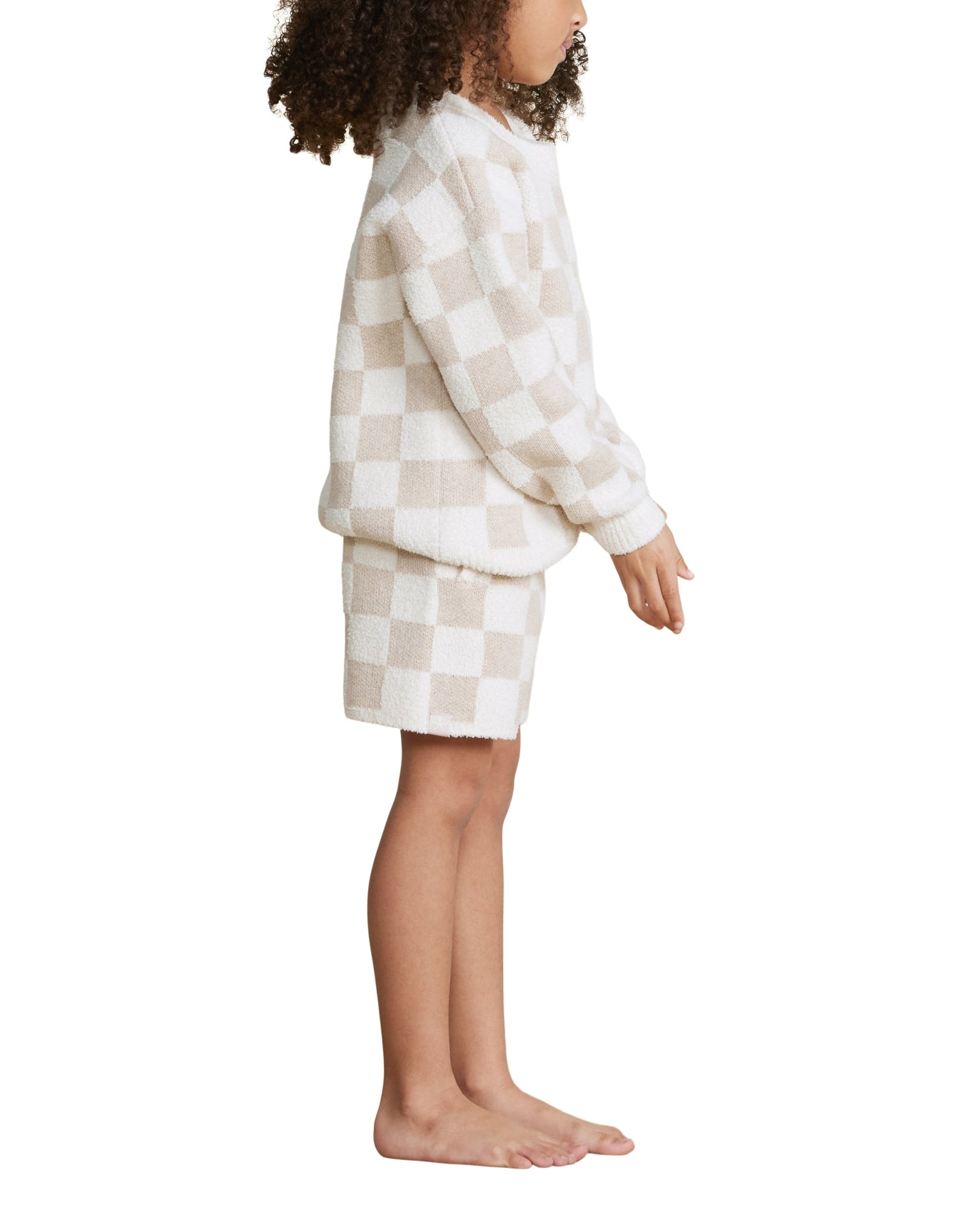 Toddler | Cozychic Cotton Checkered Short | Oatmeal-Cream