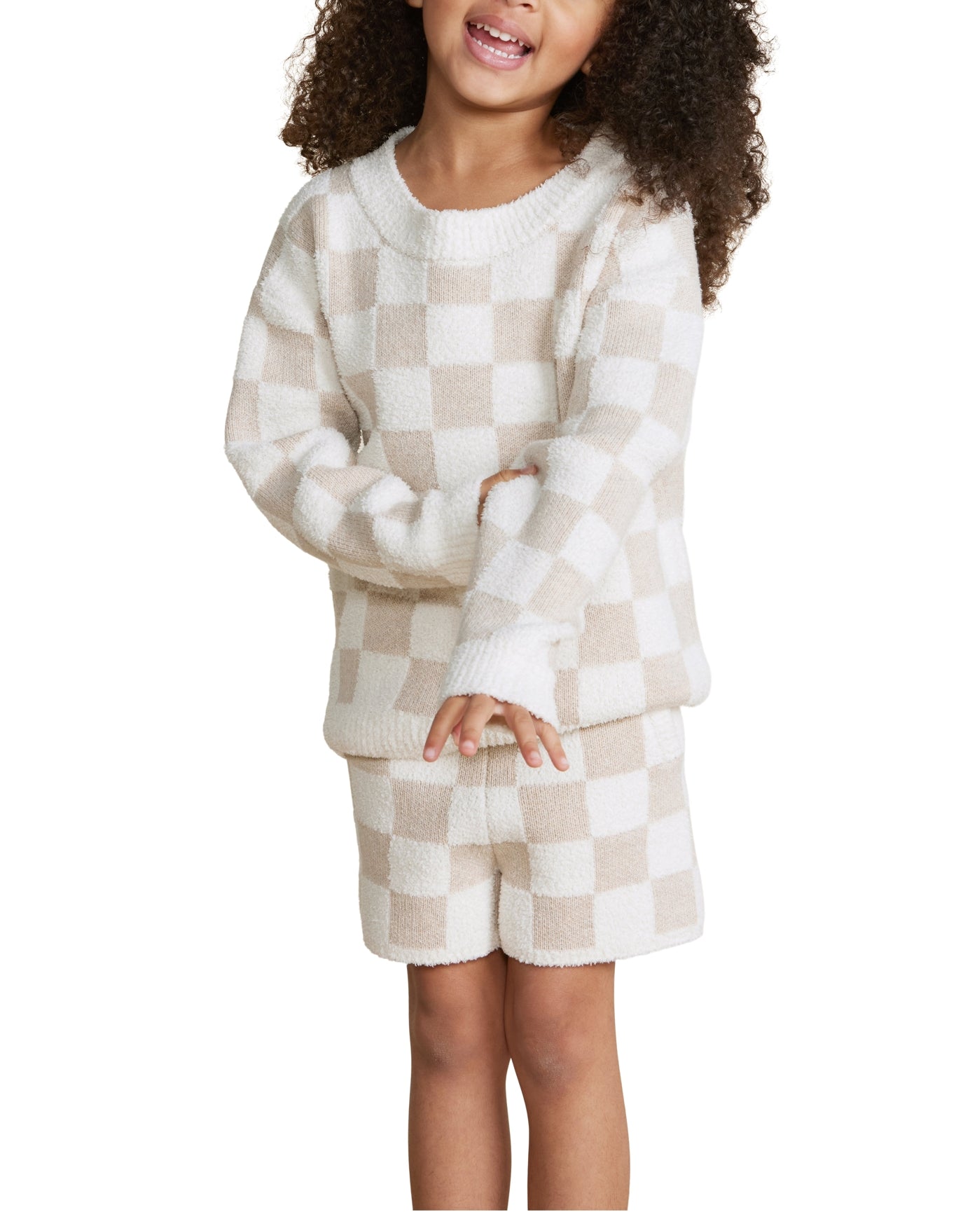 Toddler | Cozychic Cotton Checkered Short | Oatmeal-Cream