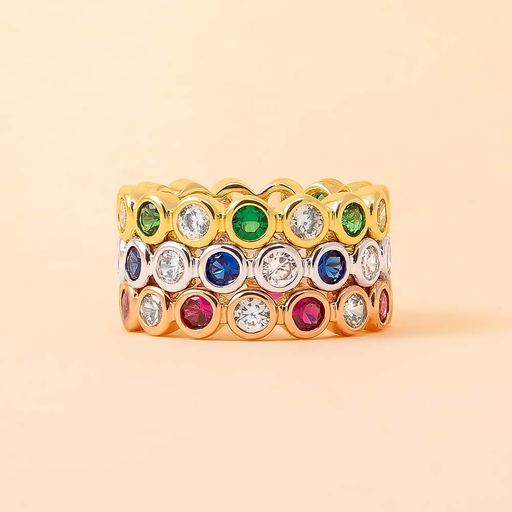 Colored CZ Bezel Eternity Band - Adina's Jewels