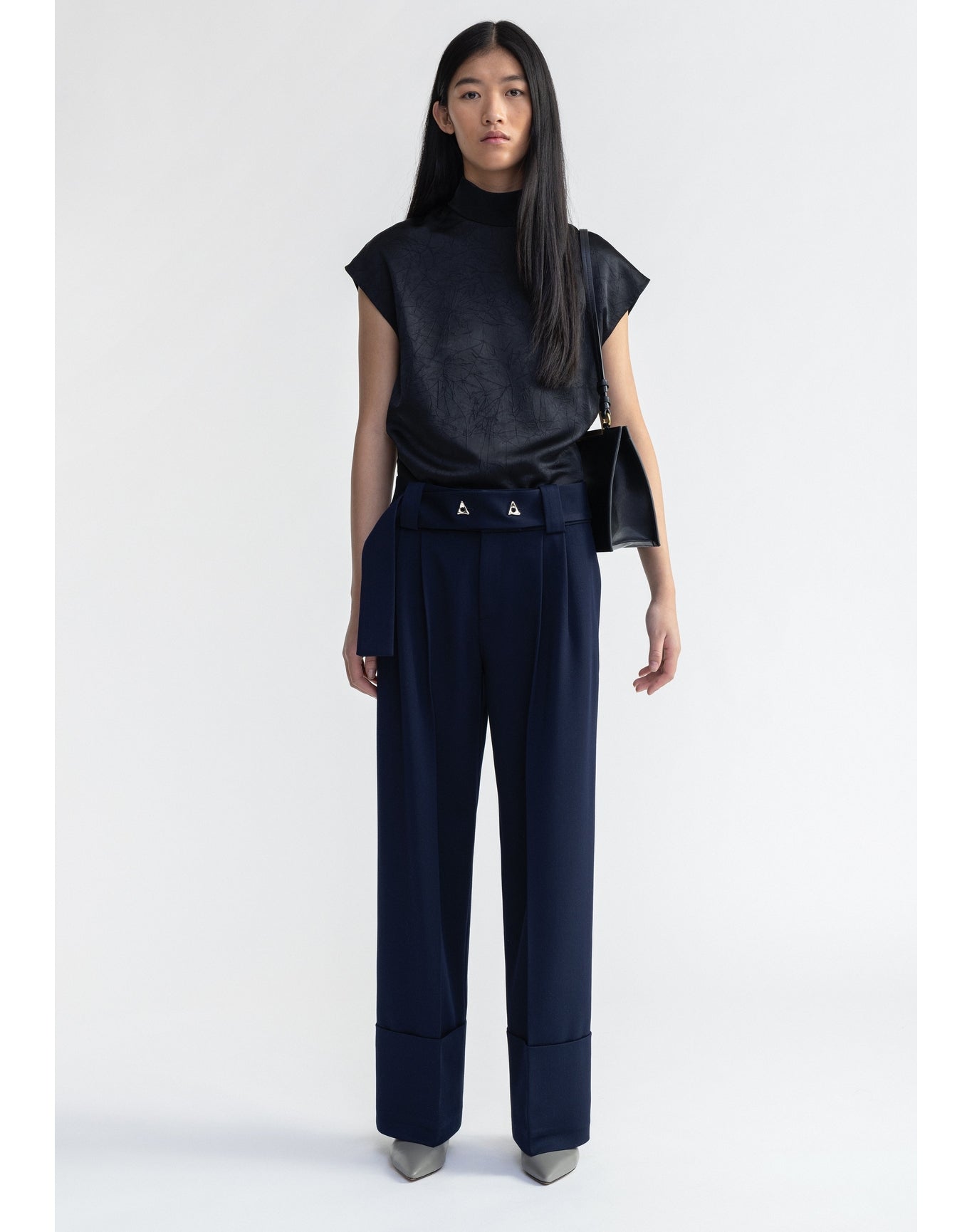 Trudi | Wide Cuffed Suiting Pants | Mindnight Blue