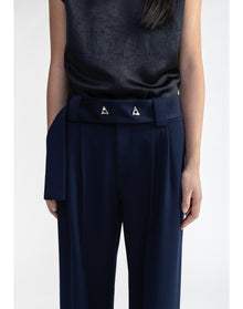 Trudi | Wide Cuffed Suiting Pants | Mindnight Blue