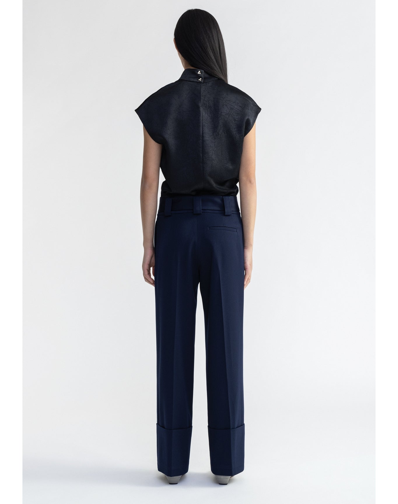 Trudi | Wide Cuffed Suiting Pants | Mindnight Blue