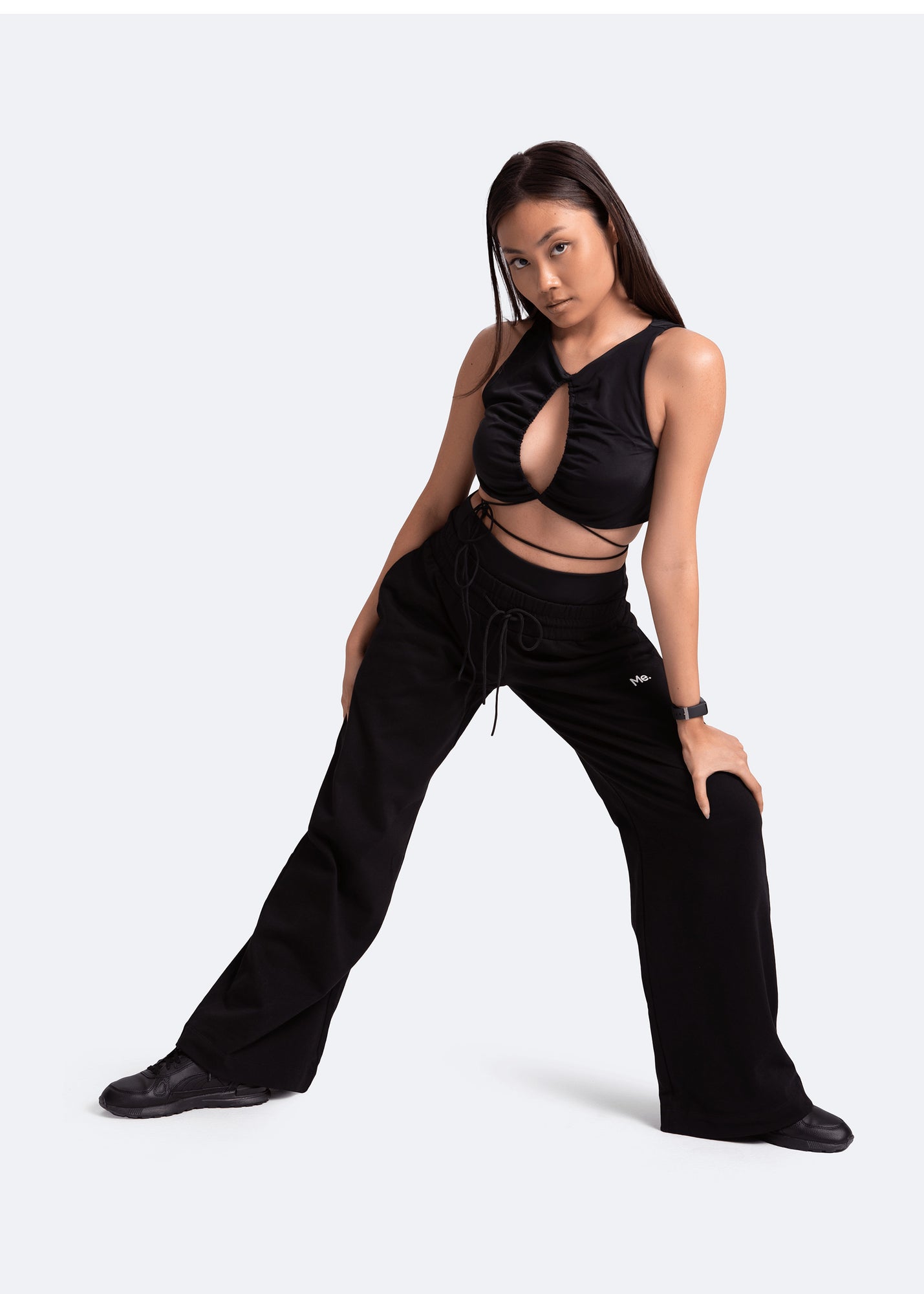 Tummy Control Wide Leg Pants | Black