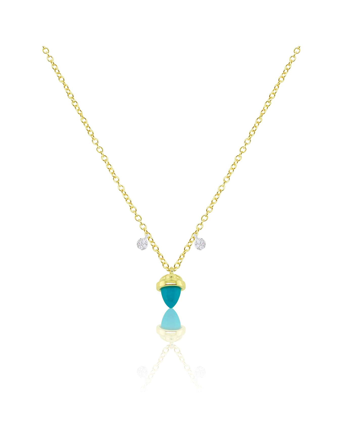 Turquoise Acorn Necklace | Yellow Gold
