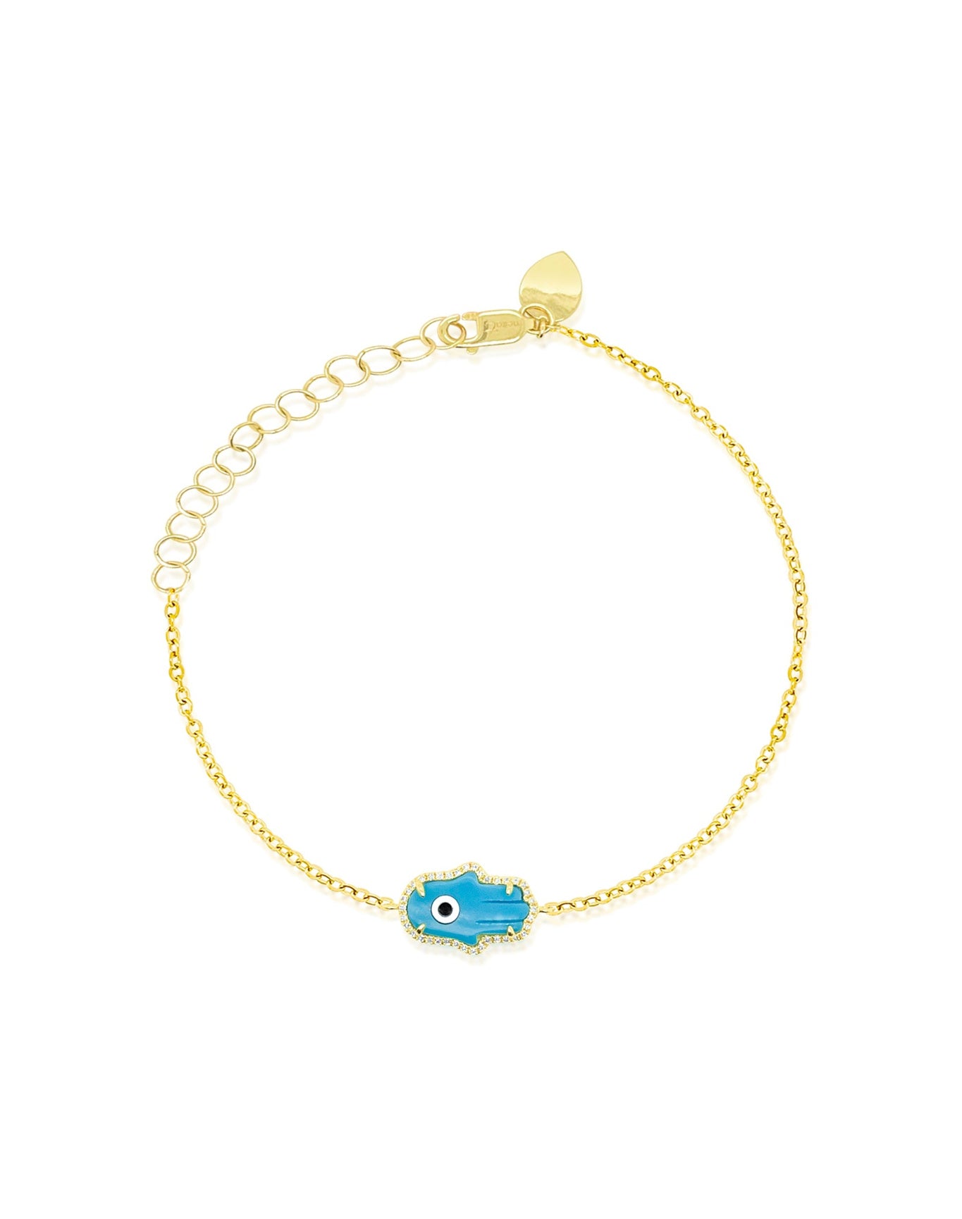 Turquoise Hamsa Bracelet | 10K Yellow Gold