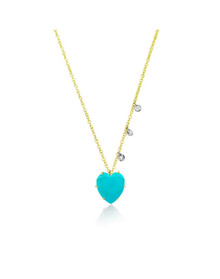 Turquoise Heart Necklace | Yellow Gold