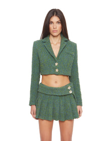 Tweed Cropped Blazer | Green/Blue Multi