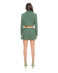 Tweed Cropped Blazer | Green/Blue Multi