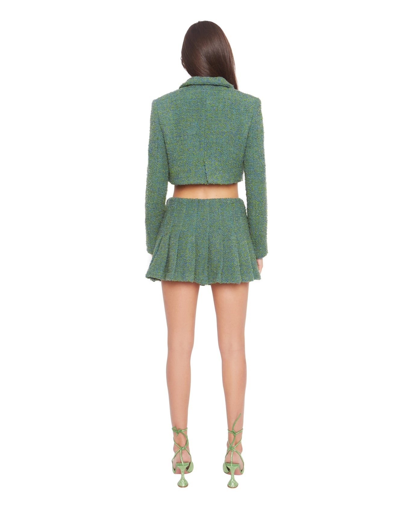 Tweed Cropped Blazer | Green/Blue Multi
