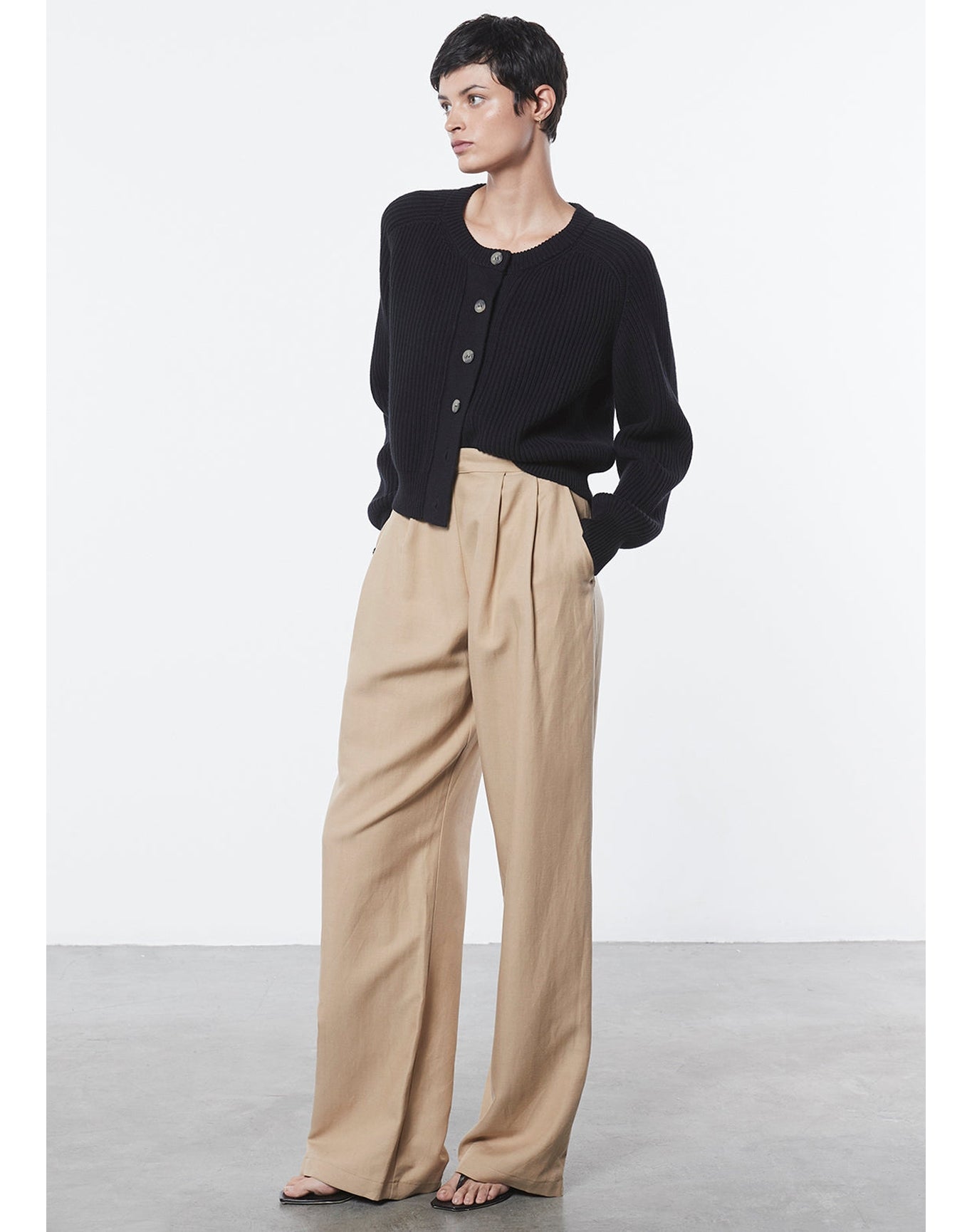 Twill Pleated Pant | Tan