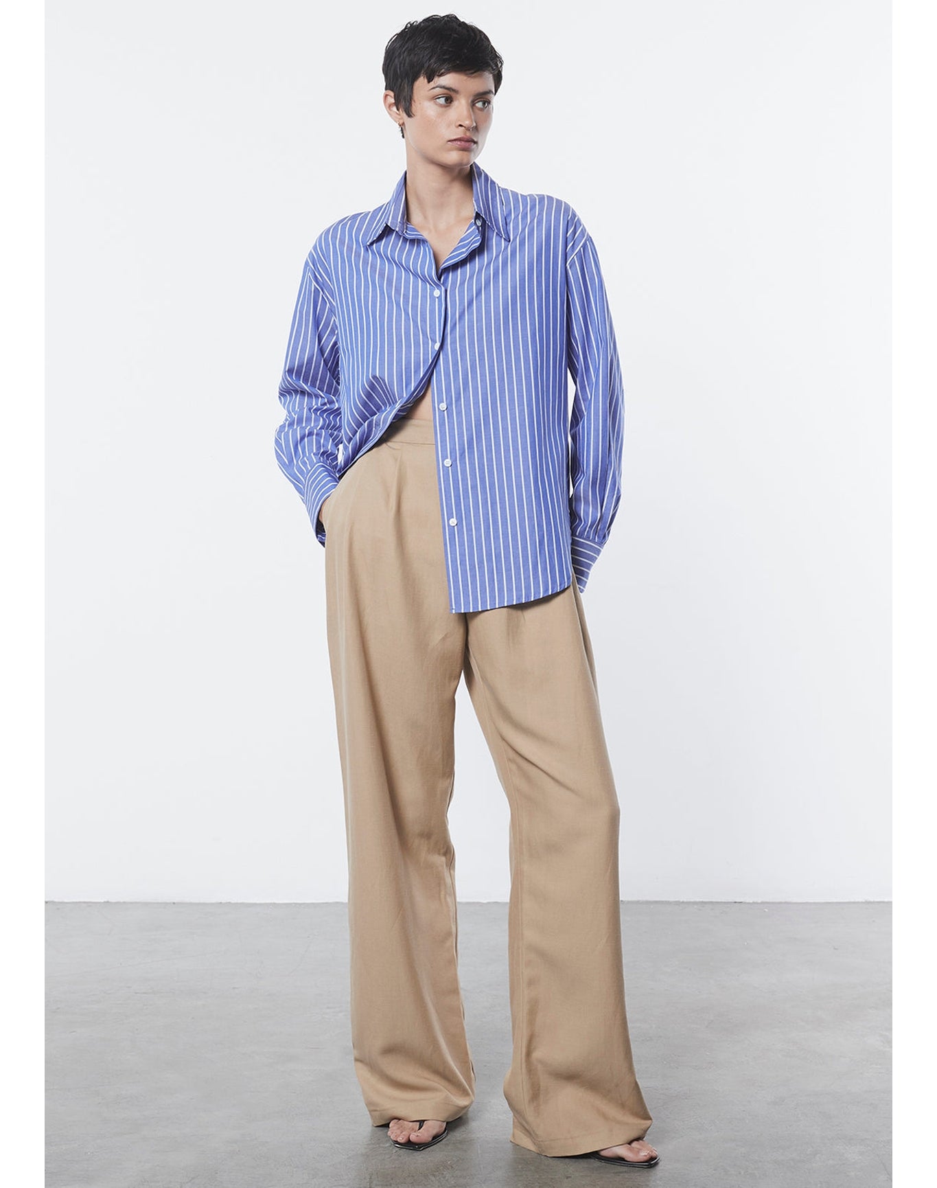 Twill Pleated Pant | Tan