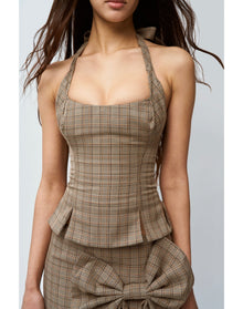 Twisted Halter Top | Brown