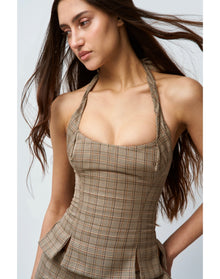 Twisted Halter Top | Brown