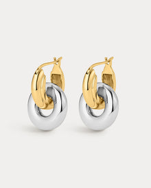 Two-Tone Interlock Hoops | Gold