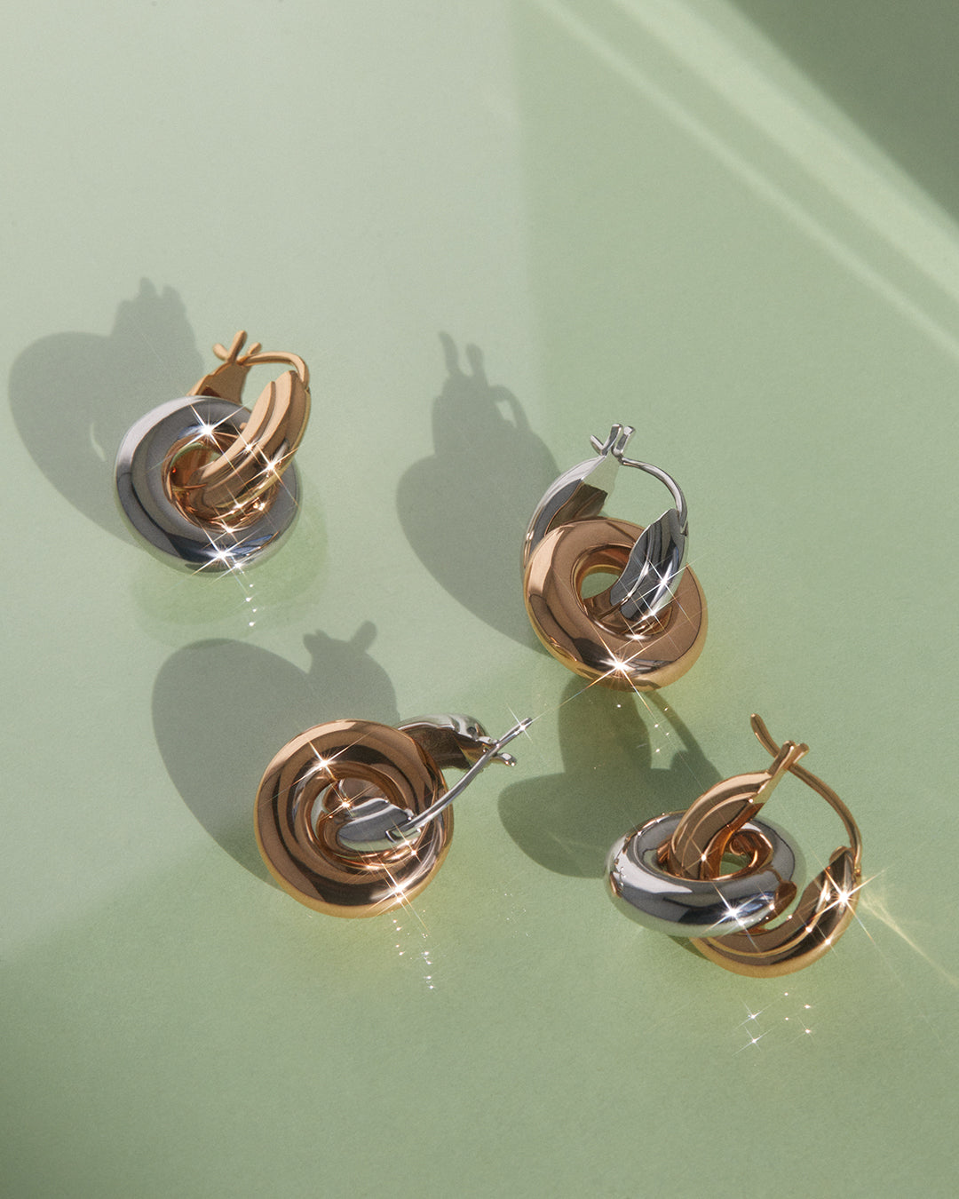 Two-Tone Interlock Hoops | Gold