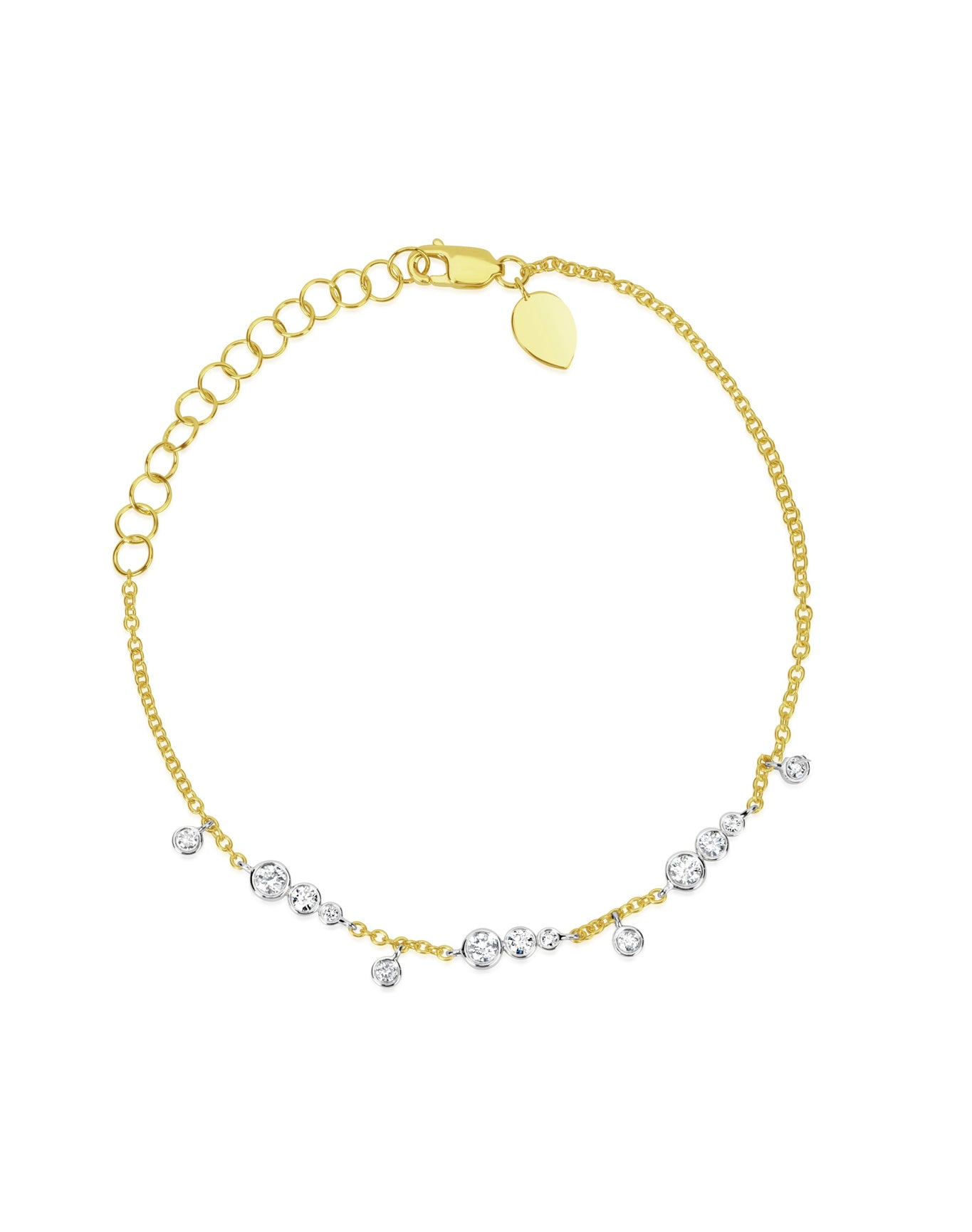Two Tone Diamond Bezel Bracelet | 9K Yellow Gold