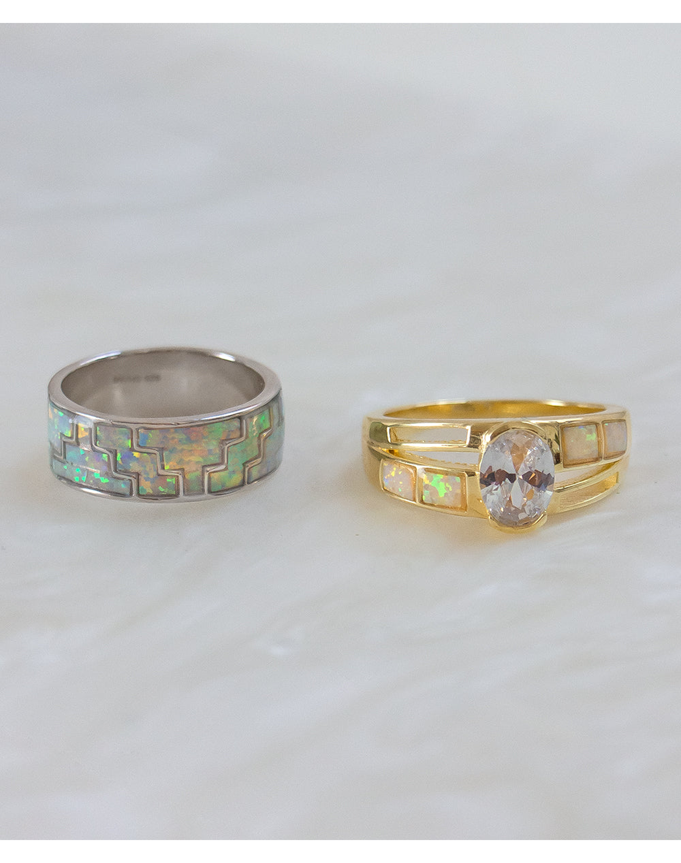 Tyre Stone Opal Ring in Sterling Silver and Gold Plating | Gold Plated Silver