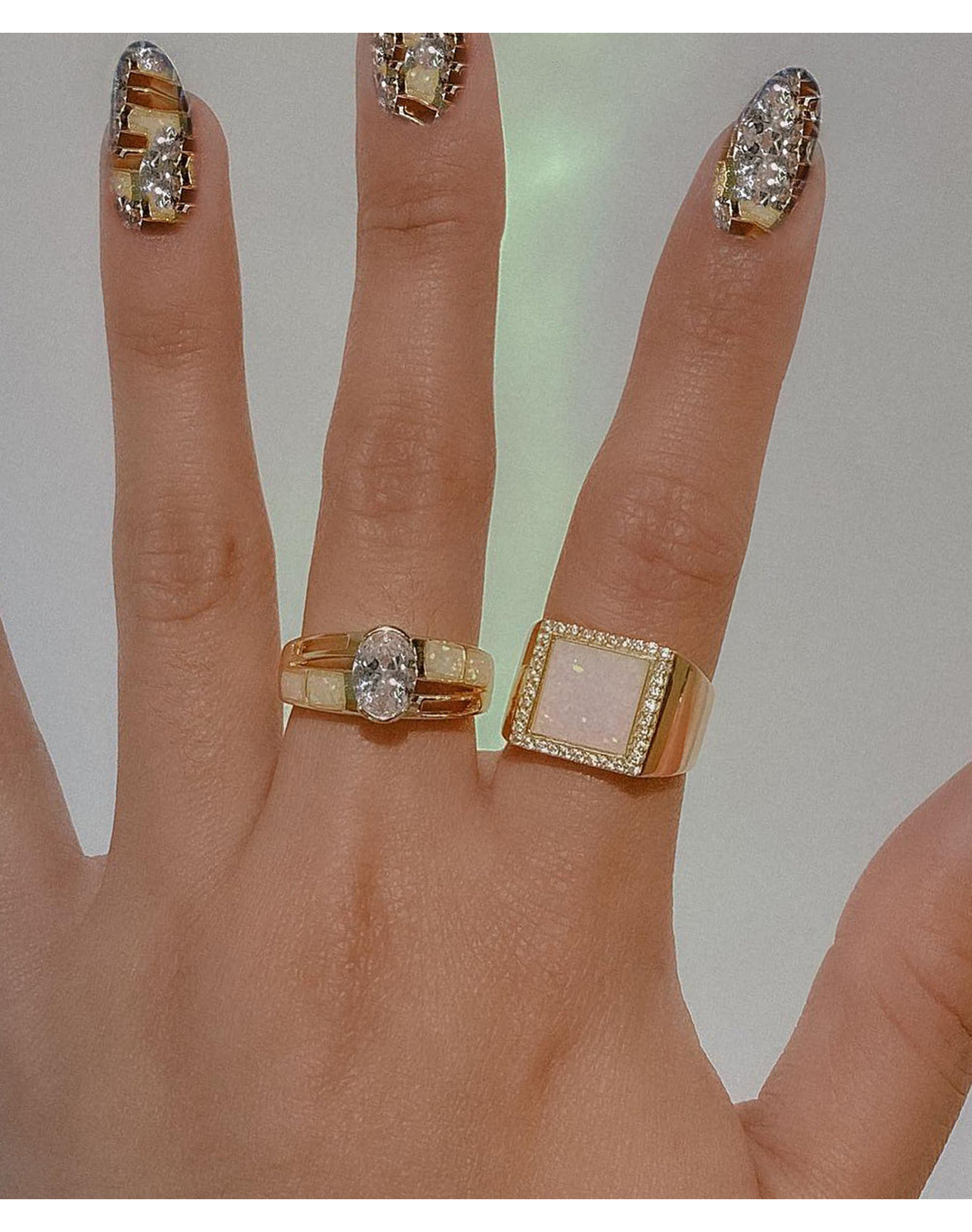 Tyre Stone Opal Ring in Sterling Silver and Gold Plating | Gold Plated Silver