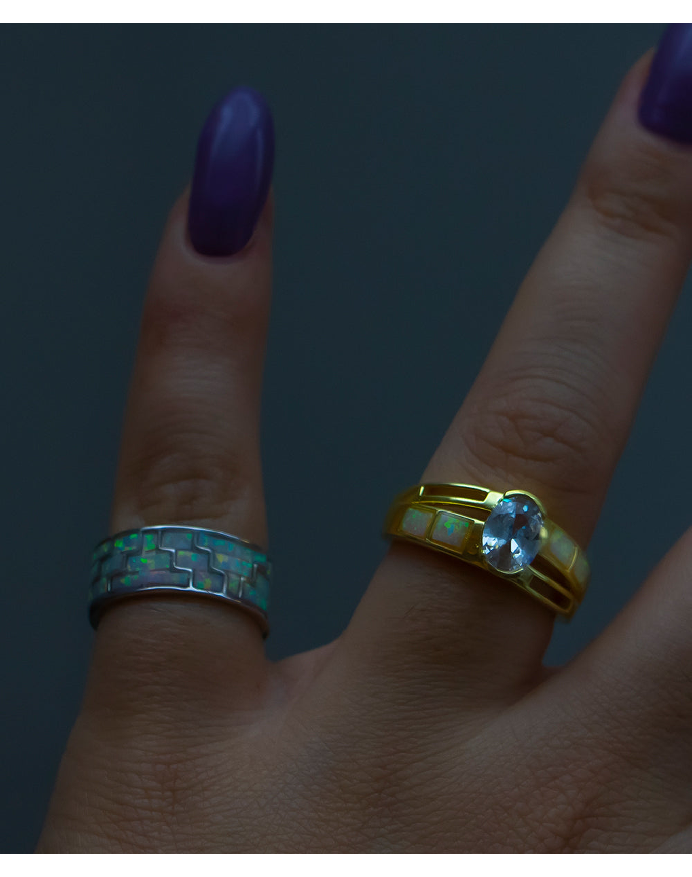 Tyre Stone Opal Ring in Sterling Silver and Gold Plating | Gold Plated Silver