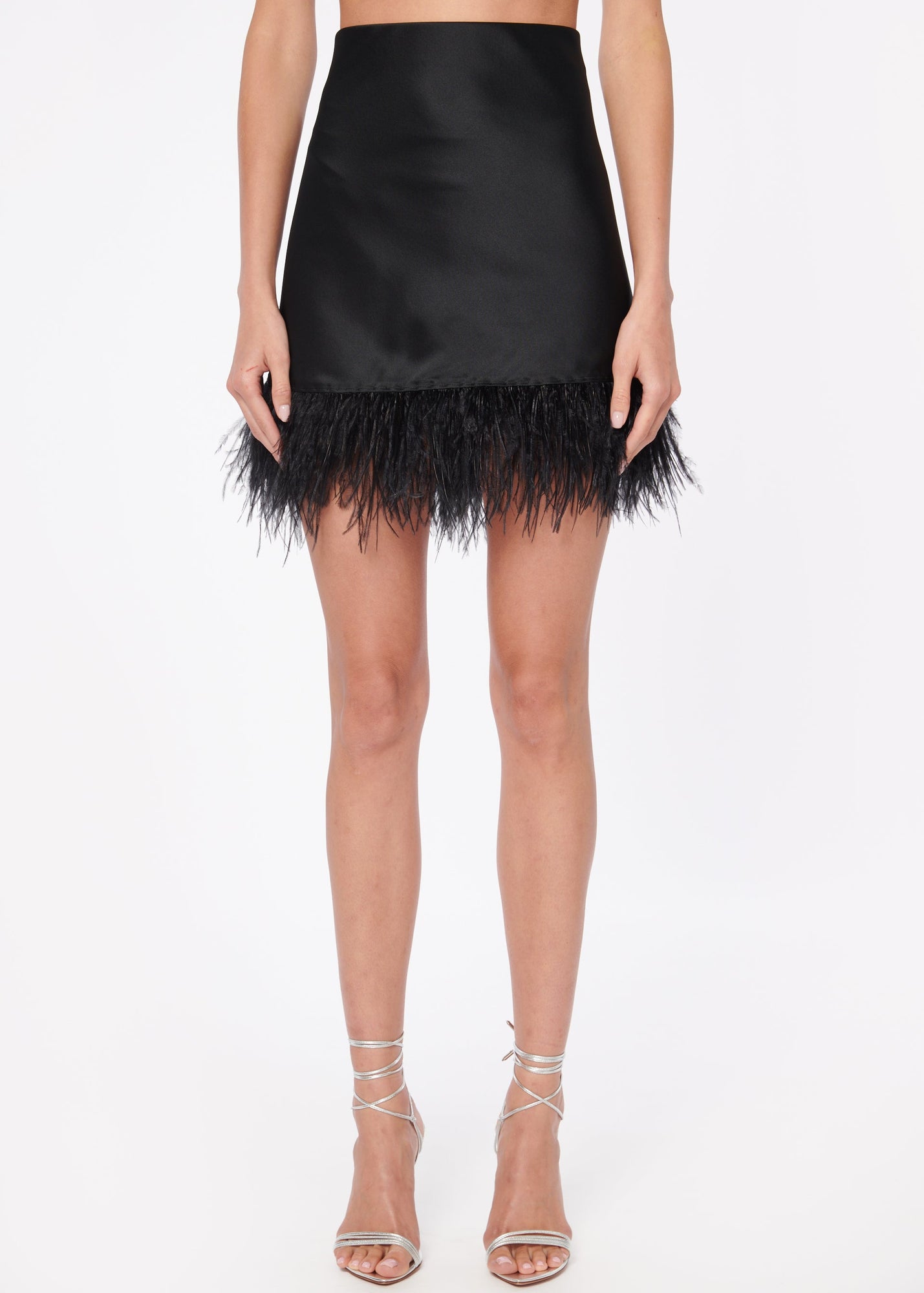 Aviva Feather Mini Skirt | Black