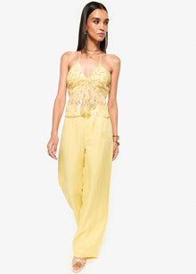 Rhea Metallic Chiffon Camisole | Yellow Magnolia